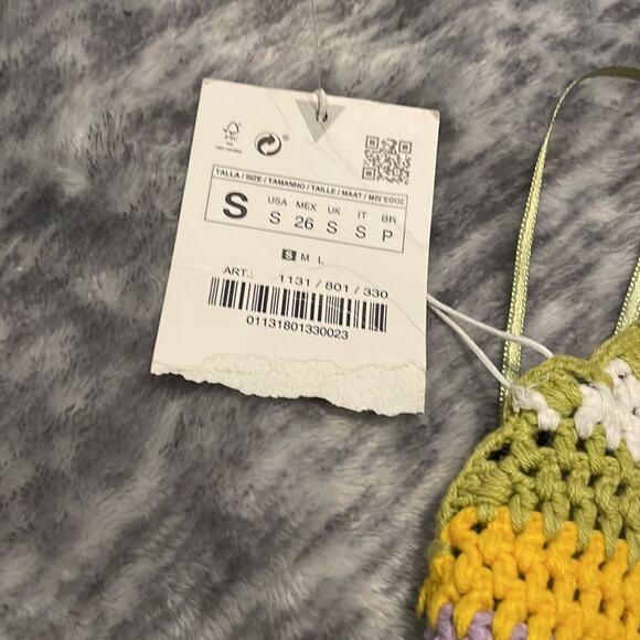 Zara Knitted Multicolored Open Back Crop Top Size Small NWT - Picture 4 of 6